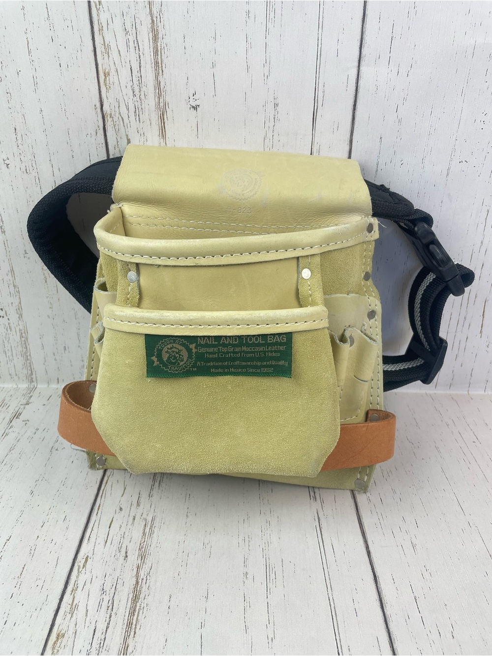 Rooster “Tough by Tradition” Genuine Leather Nail & Tool Bag